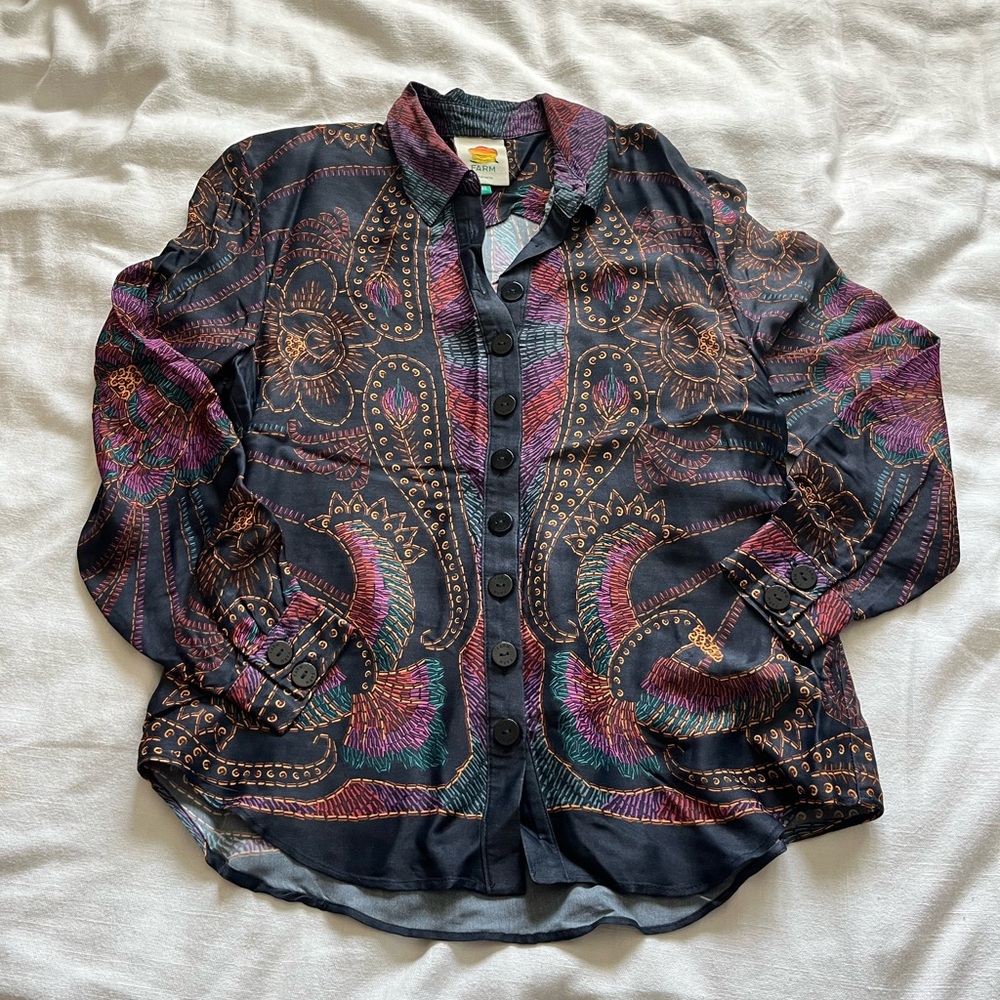Farm Rio Paisley Button-Up Shirt - Picture 3 of 5